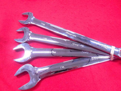 Snap on Standard Handle 12-Point Combination Wrench 4 Piece Set 1-1/16&#034; - 1-1/4&#034;