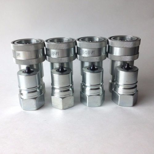 SMS Hydraulic Quick Disconnect Coupling, Steel, ISO-7241-1-B, 3/4&#034; NPT, 4 SETS