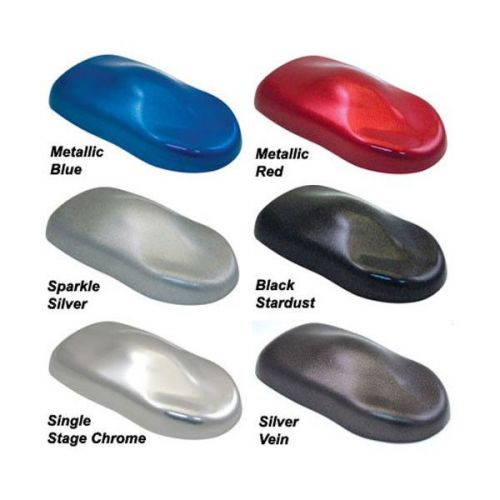 (6) metallic powder coating powders paint coat ~ red blue black chrome silver for sale
