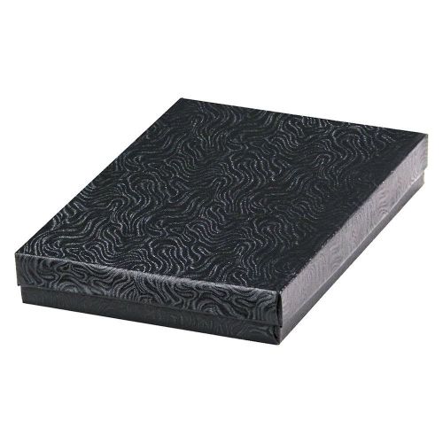 25 black swirl cotton charm jewelry box gift display case 5 3/8&#034; x 3 7/8&#034; x 1&#034; for sale
