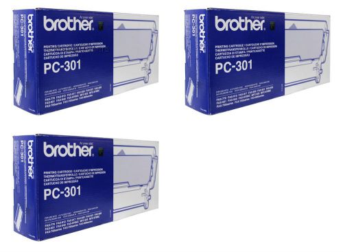 3x Brother PC-301 Black Fax Cartridge PC301 Genuine New Damaged Box