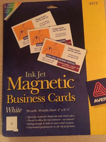 Avery 8374 Business Cards,f/Inkjet Printers,Magnetic,2&#034;x3-1/2&#034;,30/PK,WE