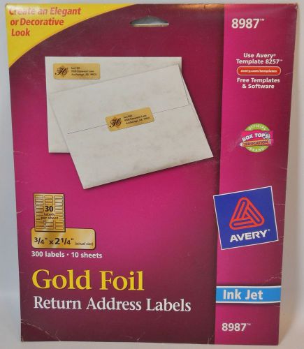 Avery 8987 Gold Foil Inkjet Return Address Labels 3/4&#034; x 2-1/4&#034; 300 in package