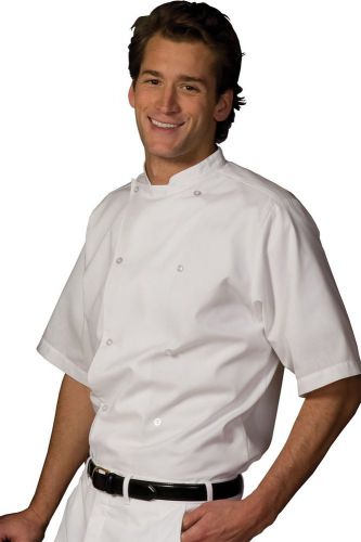 Edwards Garment Double Breasted Short-Sleeve Bistro Shirt, Black/White