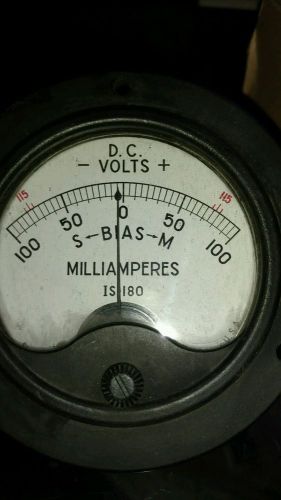WWII panel meter gauge Sun Milliamperes - D.C + volts 100-0-100 radio militaty