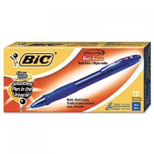 BIC America BIC VLGB11BE, Velocity Ballpoint Retractable Pen, 1.6mm, Blue Ink,