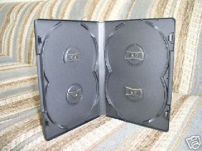 100 NEW BLACK SLIM QUAD 4 IN 1 OVERLAP 4  DVD CASES DH1