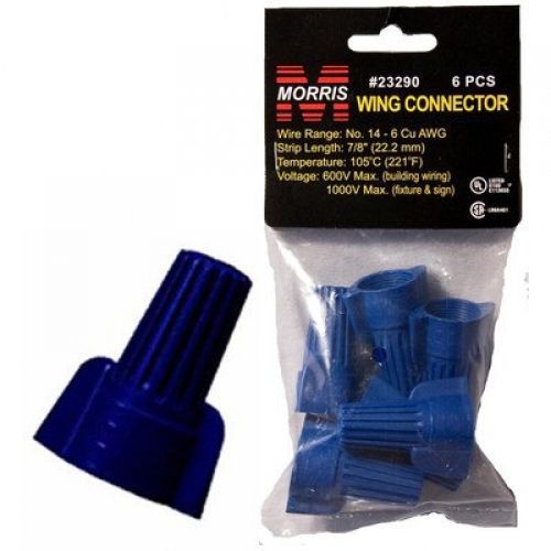 Morris 23290 wing twisted connector number-14 thru 6 awg wire range, blue, for sale