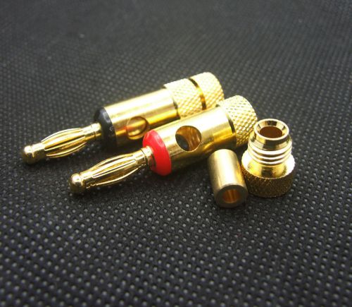 20 pcs gold plated 4mm banana plug connector for speaker binding post amplifiers for sale