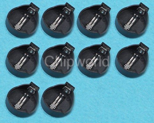 10PCS CR2025 CR2032 Button Coin Cell Battery Socket Holder Case Black Color