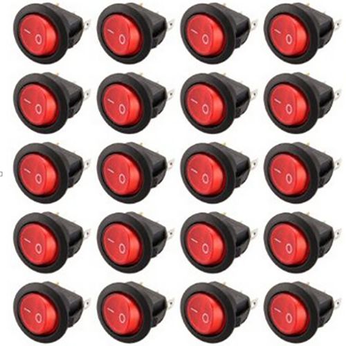 New Mini 20 LED Rocker Indicator Switch 3 Pin On-Off Snap-in 220V Red