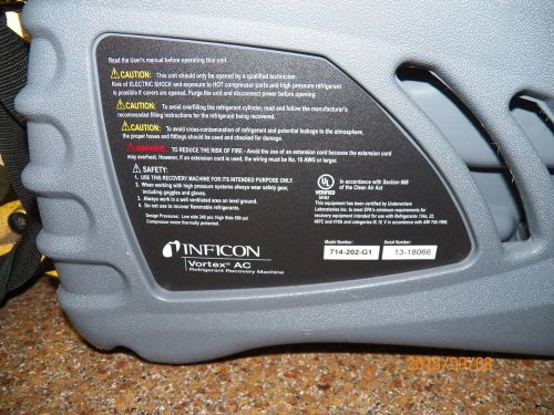 INFICON VORTEX AC 714-202-G1 REFRIGERATION RECOVERY UNIT {Free Shipping}