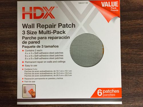 NEW HDX Wall Repair Patch 3 Size Multi-Pack, 4x4, 6x6, 8x8, 6 Patch