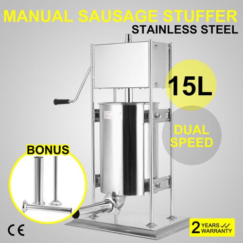 15l sausage filler salami maker stainlesss steel vertical w/ 4 filling funnels for sale