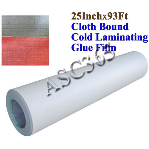 Free Shipping 93Ftx25&#034; 3Mil Effect Cold Laminating Cloth Bound Adhesive Glue