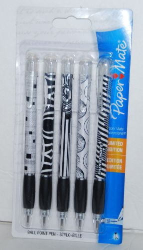 PaperMate Expressions Retractable Ballpoint Pens 1.0 mm Black Ink 5-pack NEW