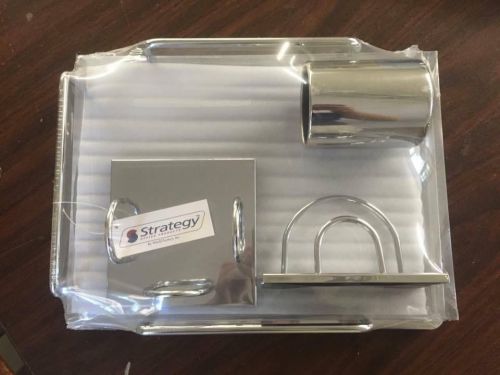 Stainless Steel 4 Piece Chromed Desk Set By Strategy Office Products