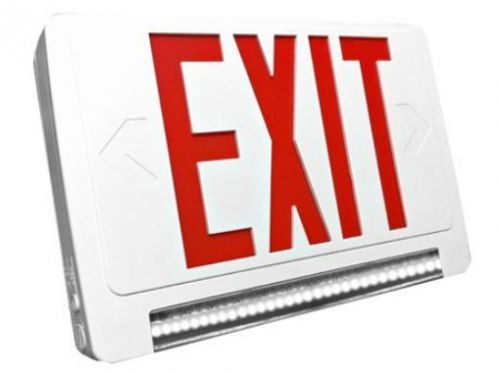 LED Red Exit Sign &amp; Emergency LED Lightpipe Combo with Battery Backup