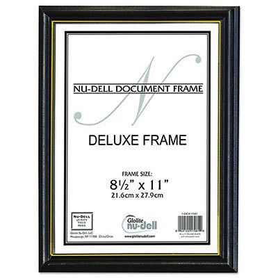 Deluxe Wood Document Frame, Plastic Face, 8-1/2 x 11, Black, Sold as 1 Each