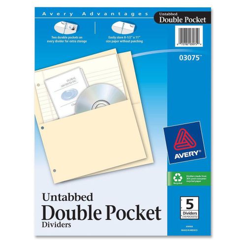 Avery Untabbed Double Pocket Dividers 5-Divider Set (3075)