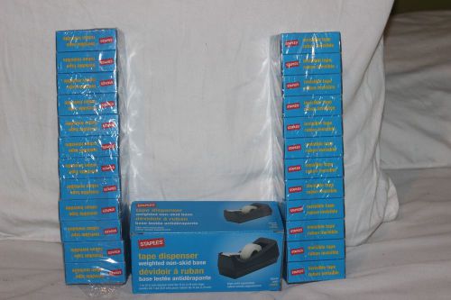 STAPLES TAPE DISPENSER AND 2 PACKS OF INVISIBLE TAPE (12 PER PACK)