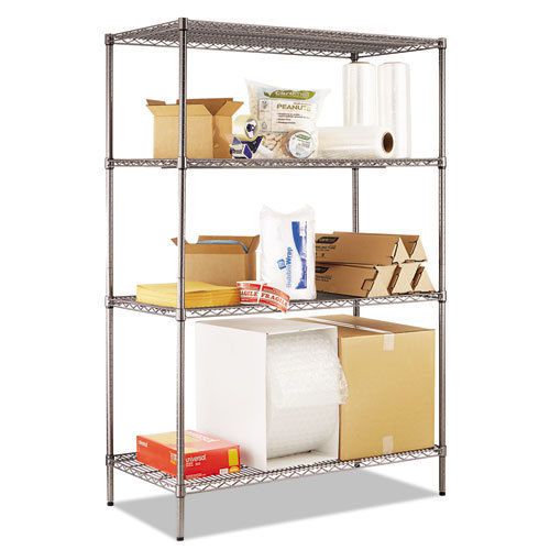 Wire shelving starter kit, four-shelf, 48w x 24d x 72h, black anthracite for sale