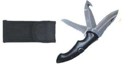 Emt-trilogy rescue knife-triple blade 3&#034; smooth-21/2&#034; blunt tip-2&#034; seat blt cttr for sale