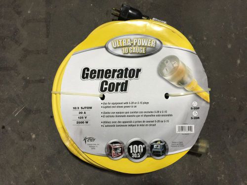 COLEMAN CCI GENERATOR POWER CABLE CORD 5-20 100 FEET 20A 125V 10 GAUGE