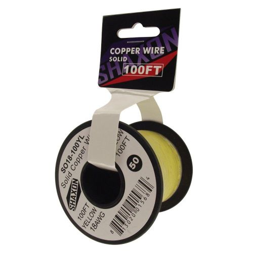 Shaxon so18-100yl solid copper wire on spool 100-feet yellow 100 feet/18 awg for sale