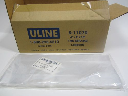 Free Ship, 1000 Count, 4 x 2 x 10&#034; 1 Mil Gusseted Poly Bags, open top