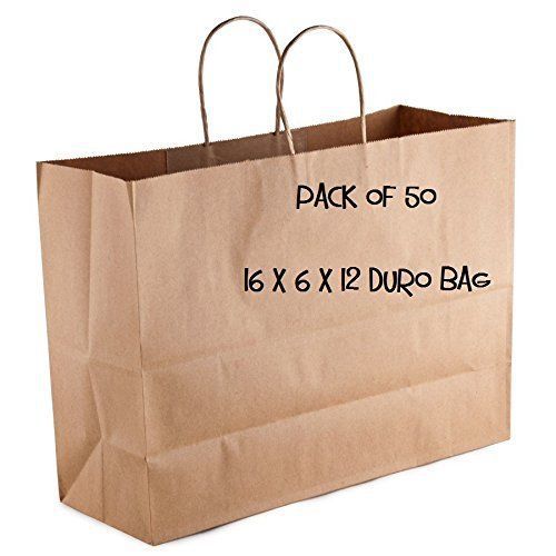 Floral Supply 50 Paper Retail Shopping Bags Kraft With Rope Handles 16x6x12 New