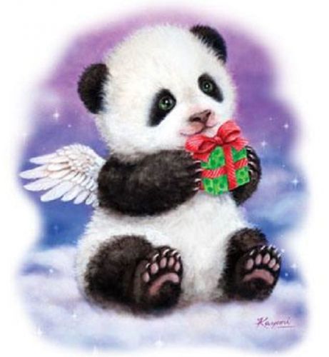 Panda Gift Christmas HEAT PRESS TRANSFER for T Shirt Sweatshirt Tote Fabric 226c