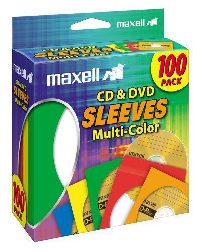 Maxell multi-color cd/dvd sleeves - 100 pack (190132) for sale
