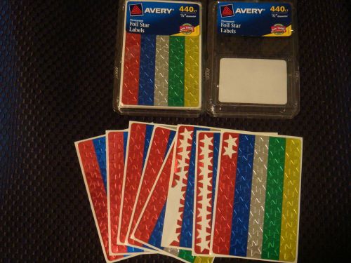 2- Avery Colored Foil Stars, 1/2&#034; dia, Assorted Colors, 440/Pack
