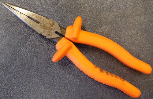 Klein d203-8n-isn 8&#034; 1000v insulated standard long-nose side-cutting pliers, usa for sale