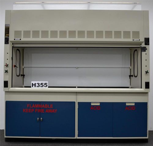 Fisher hamilton safeaire lab fume hood w/ flammable / acid storage used h355 (3) for sale