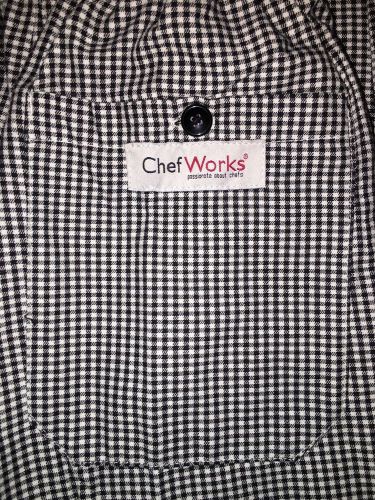 Chef Works Chef Pants Sz XS Basic Baggy Black White Gingham Drawstring NWT