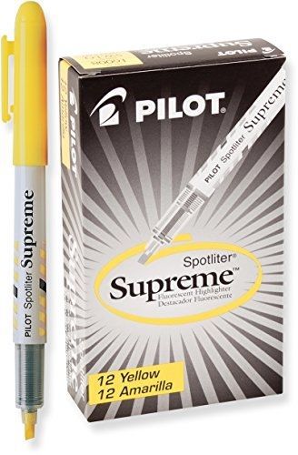 Pilot Spotliter Supreme Fluorescent Highlighters, Chisel Tip, Yellow, Dozen Box