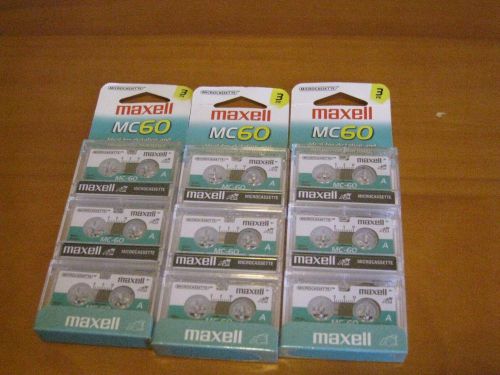 New Sealed Lot of 9 Maxell  MC60 MC 60 Microcassette Tapes