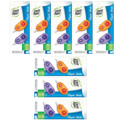 Liquid Paper DryLine Micro Correction Tape 2 Per Pack, 8 Packs Per Order 1742425
