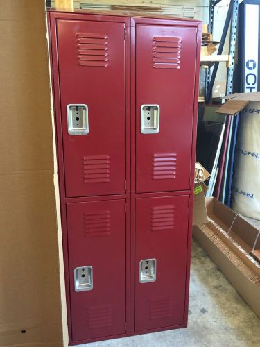 New 1-red lyon double tier locker 15&#034; x 15&#034; x 72&#034; gym/staff/kids/employee for sale
