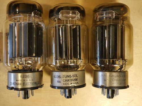 TUNG-SOL 6336A/6336, TUBE LOT (3) BLACK PLATE, TESTED, 6AS7, AMP, USA