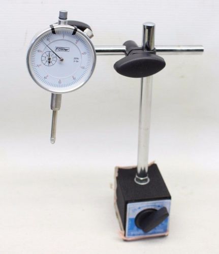 Fowler 0-1&#034; dial gage white face w/ MHC magnetic base 60 KG