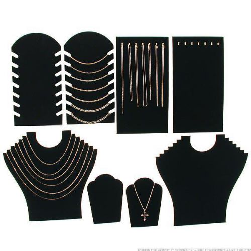 Black velvet necklace jewelry displays 8 pc set for sale