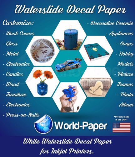 Inkjet white waterslide decal paper 11x17 50 sheets :) for sale