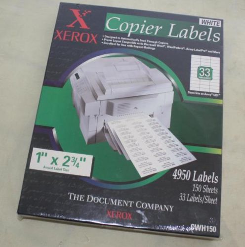 New sealed xerox  4950 1&#034; x 2 3/4&#034; white copier labels no. cwh150 for sale