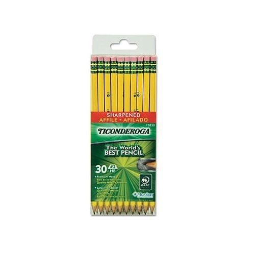 Dixon Ticonderoga Pre-sharpened with Erasers Pencils, 2, Yellow, 2 Boxes of 30