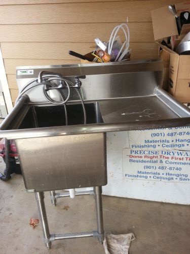 39  Wide Commercial One Compartment Stainless Steel Kitchen Sink With Drainboard