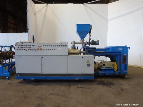Used- krauss maffei k.m. 120 mm twin screw extruder (reconditioned by trimec 201 for sale
