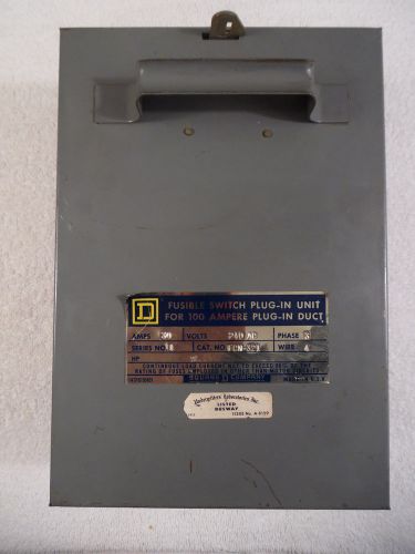 Square d fusible switch plug-in unit for 100 ampere  fcn-321 30amp 240volt 16 for sale